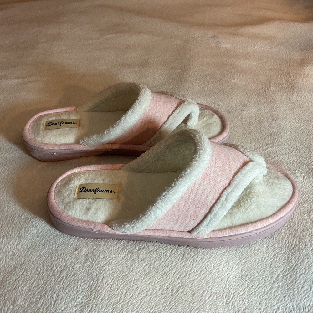 dearfoams Pink Sherpa Slide Slippers